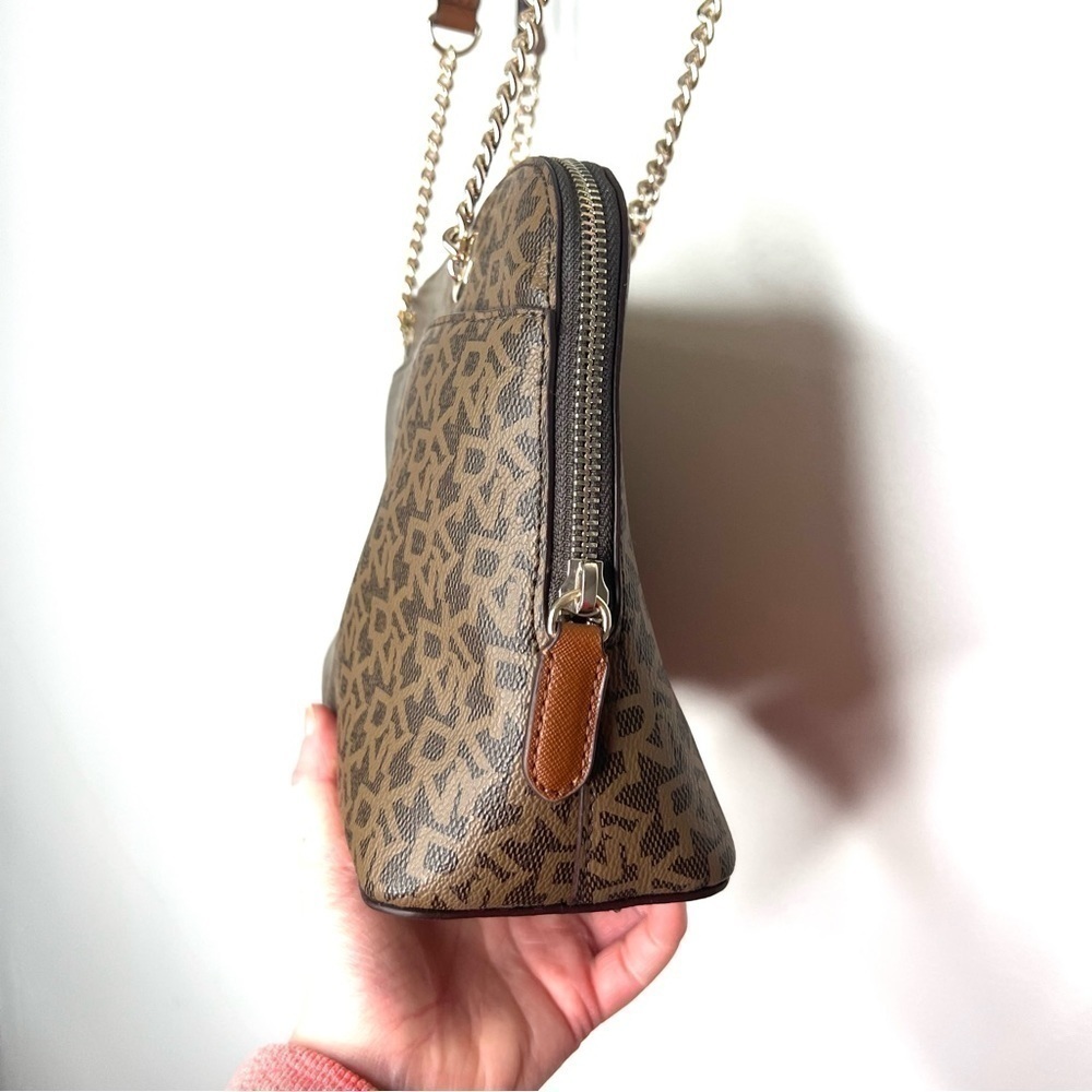 DKNY Madison Satchel Brown Logo Monogram Shoulder Bag Purse - Picture 12 of 17